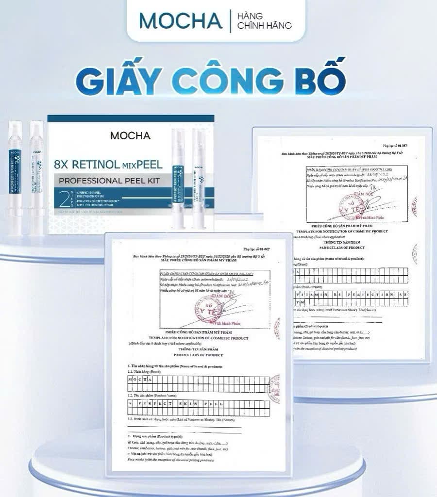 Retinol Mix Peel MOCHA 4in1 – Peel Da Tại Nhà Hỗ Trợ Tái Tạo Da, Mịn Da, Sáng Da (Combo 4 Món)