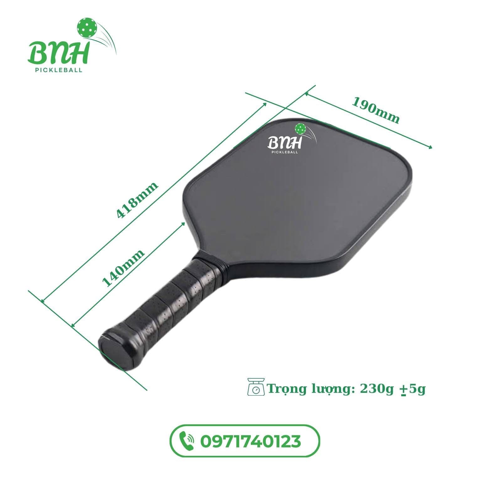 Vợt Pickleball BNH Carbon Fiber – Vợt Nhẹ 220g, Cân Bằng Sức Mạnh & Kiểm Soát Bóng