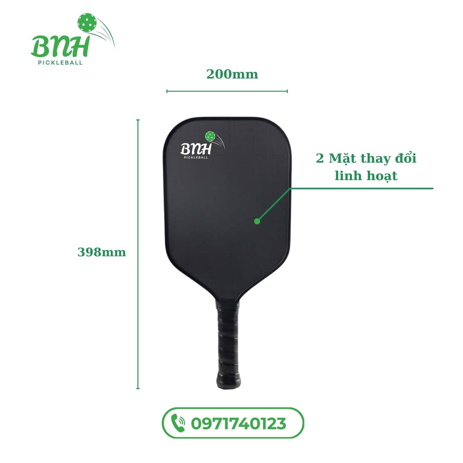 Vợt Pickleball BNH Carbon Fiber – Vợt Nhẹ 220g, Cân Bằng Sức Mạnh & Kiểm Soát Bóng
