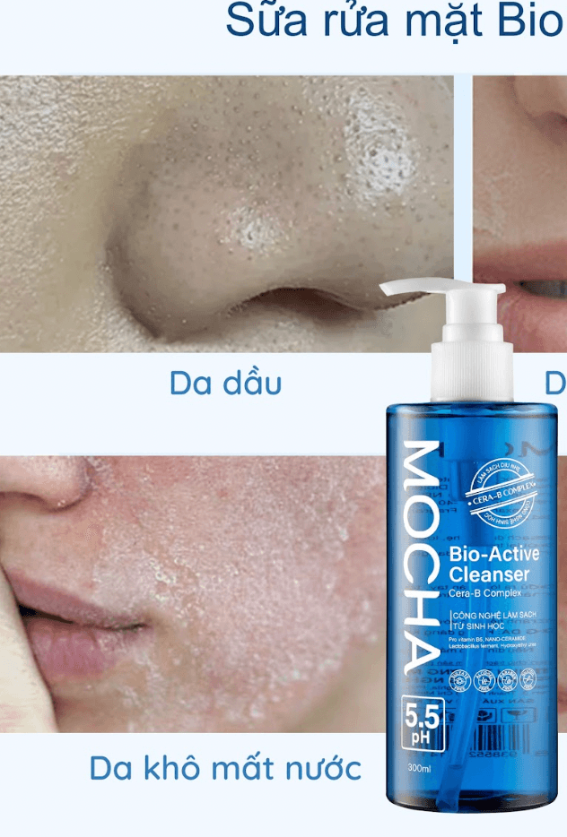 Sữa Rửa Mặt MOCHA Bio Active Cleanser 300ml – Làm Sạch Dịu Nhẹ, Cấp Ẩm Cho Da Nhạy Cảm