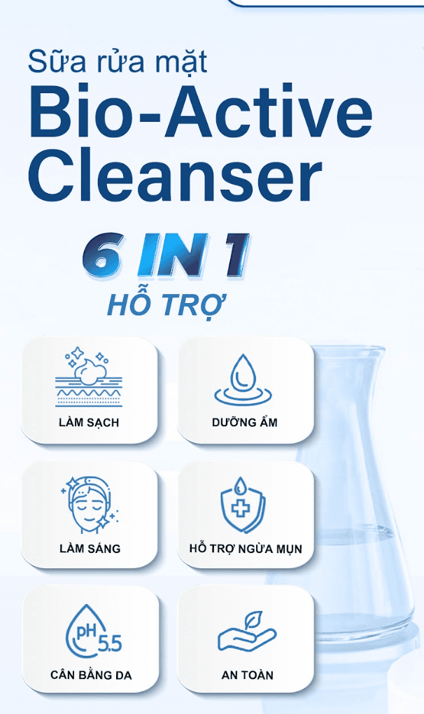 Sữa Rửa Mặt MOCHA Bio Active Cleanser 300ml – Làm Sạch Dịu Nhẹ, Cấp Ẩm Cho Da Nhạy Cảm