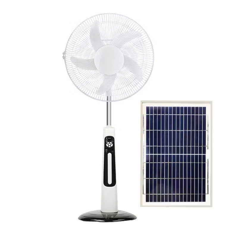 Quạt Tích Điện Năng Lượng Mặt Trời – Quạt Để Bàn 30cm, Sạc Điện & Pin Solar, Tặng Đèn LED