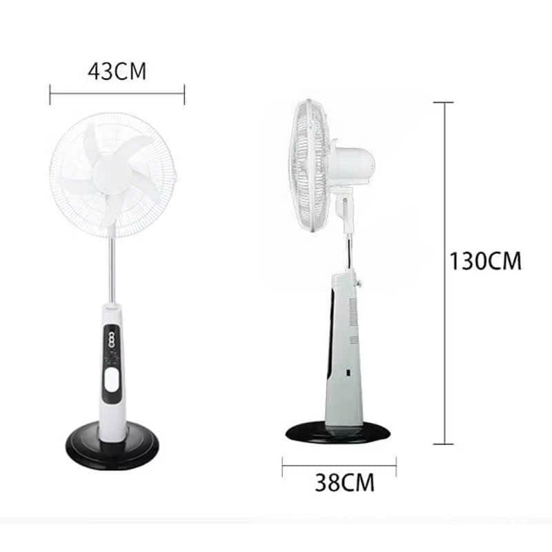 Quạt Tích Điện Năng Lượng Mặt Trời – Quạt Để Bàn 30cm, Sạc Điện & Pin Solar, Tặng Đèn LED